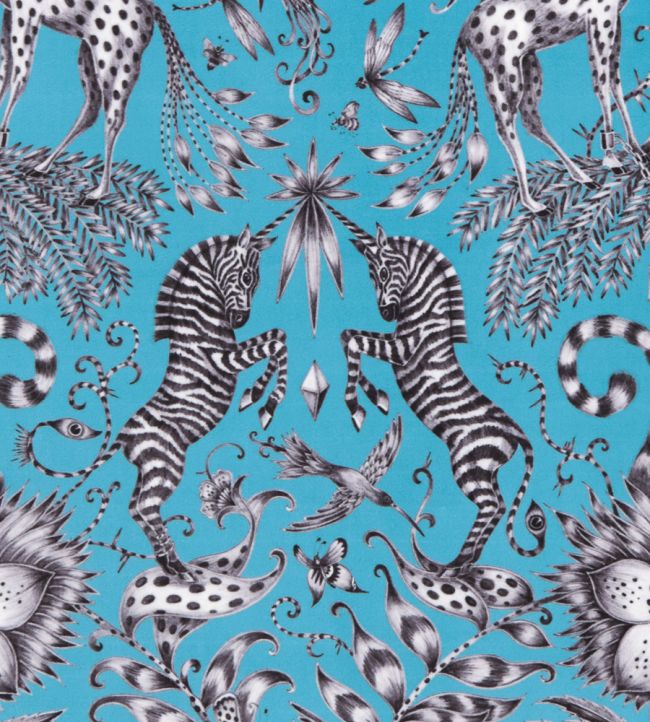 Emma J Shipley Kruger Velvet Fabric by Clarke & Clarke Teal