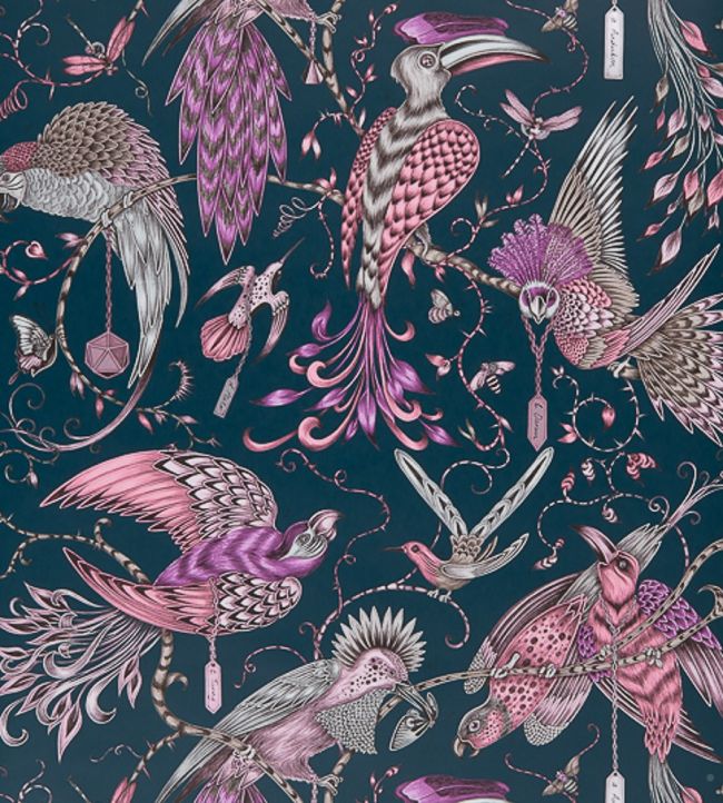 Emma J Shipley Audubon Wallpaper by Clarke & Clarke Pink