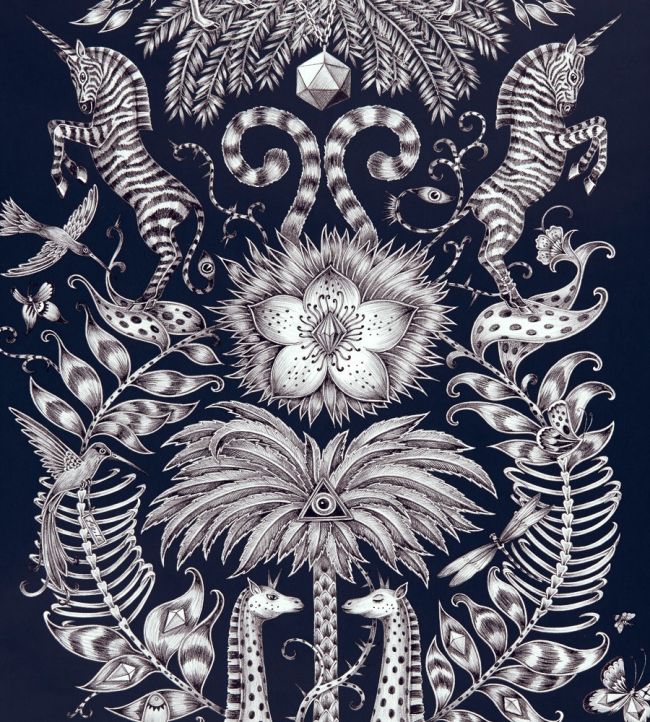 Emma J Shipley Kruger Wallpaper by Clarke & Clarke Navy