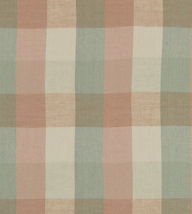 Austin Check Fabric by Clarke & Clarke Mineral/Blush