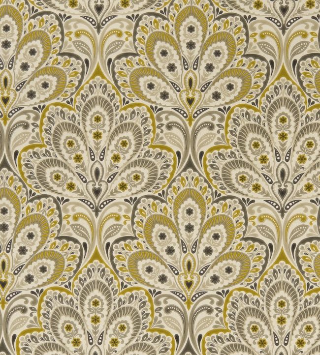 Persia Fabric by Clarke & Clarke Charcoal / Ochre