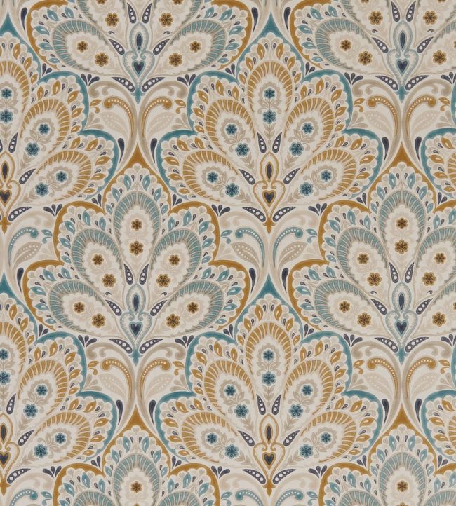 Persia Fabric by Clarke & Clarke Teal / Spice