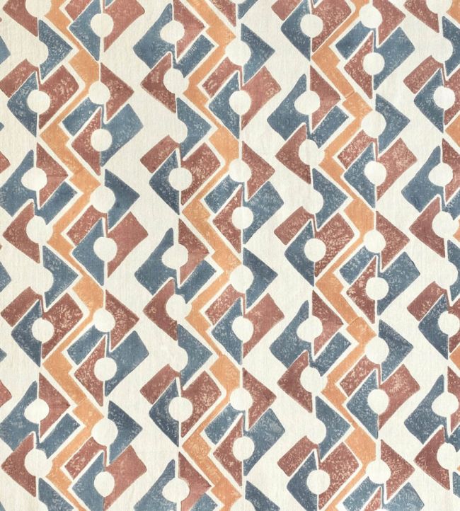 Click Fabric by Ian Sanderson Rust Blue