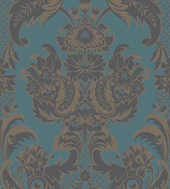 Wyndham Wallpaper by Cole & Son Teal & Charcoal