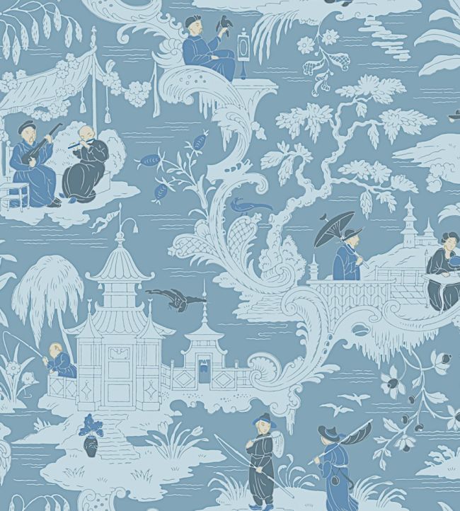 Chinese Toile Wallpaper by Cole & Son Ice Blue