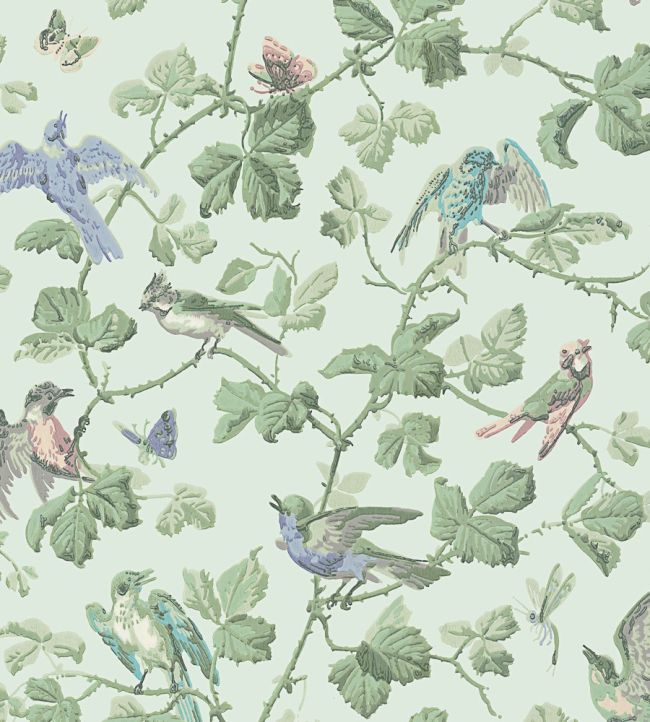 Winter Birds Wallpaper by Cole & Son Lilac & Teal