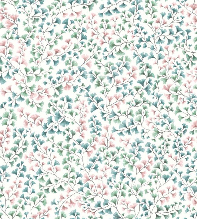 Maidenhair Wallpaper by Cole & Son Petrol, Blush & Mint