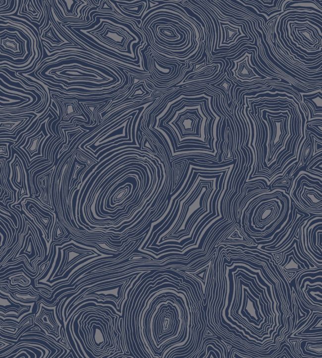 Malachite Wallpaper by Cole & Son Royal Blue and Silver