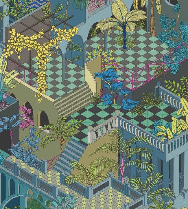 Miami Fabric by Cole & Son Petrol Multi