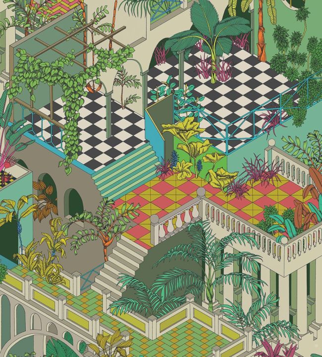 Miami Fabric by Cole & Son Olive Green Multi