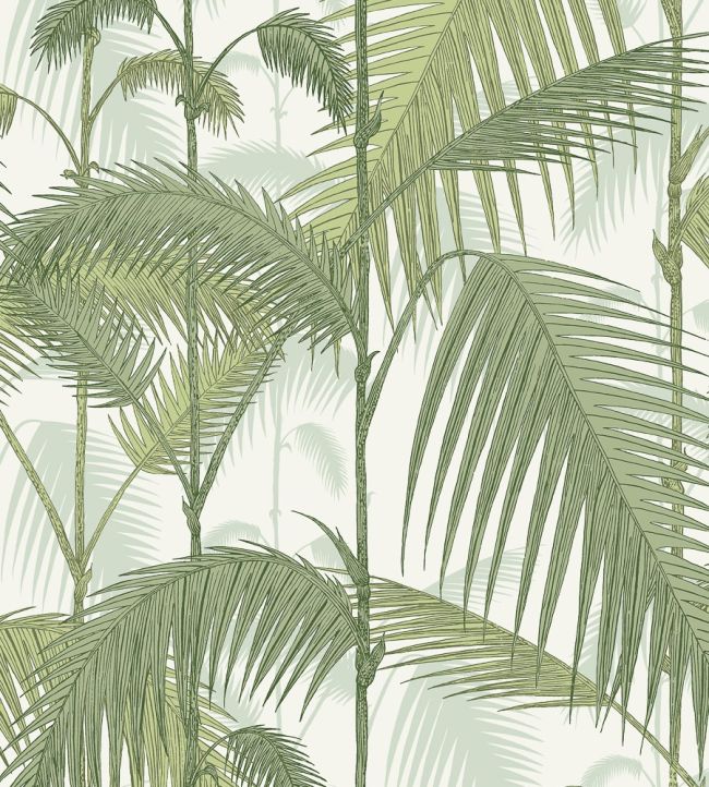 Palm Jungle Fabric by Cole & Son Olive Green on White