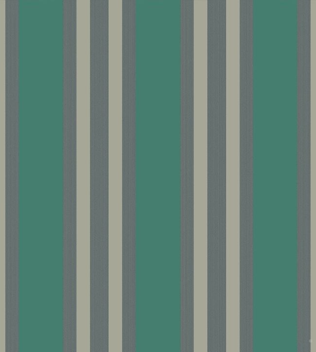 Polo Stripe Wallpaper by Cole & Son Teal/Gilver