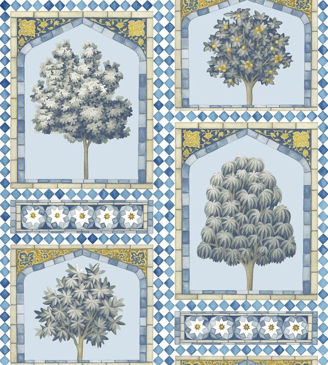 Sultans Palace Wallpaper by Cole & Son China Blue/Ochre