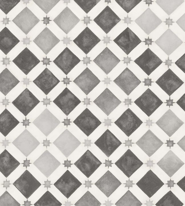 Zellige Wallpaper by Cole & Son Soot/Snow