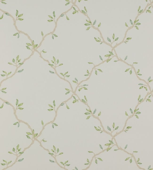 Leaf Trellis Wallpaper by Colefax and Fowler Ivory/Green