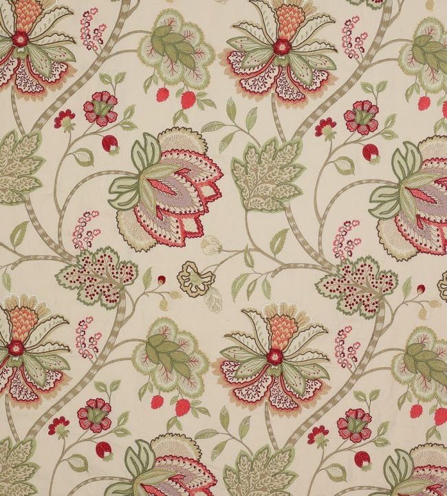 Baptista Linen Fabric by Colefax and Fowler Pink/Green