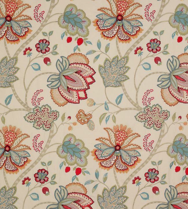 Baptista Linen Fabric by Colefax and Fowler Red/Sage