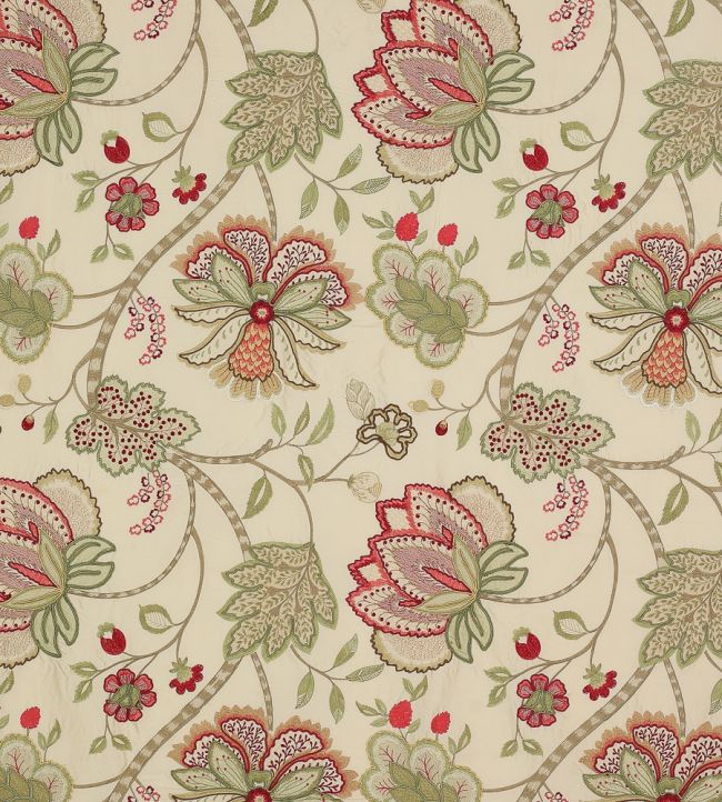 Baptista Silk Fabric by Colefax and Fowler Pink/Green