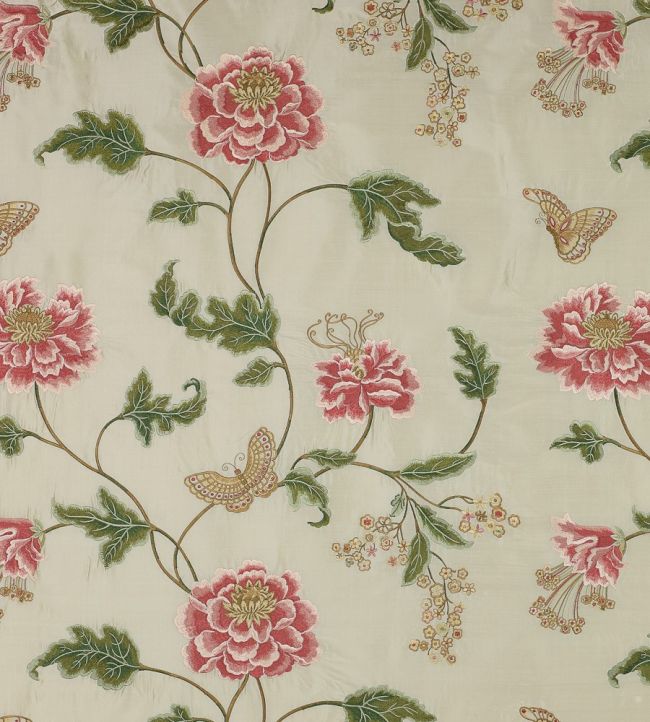 Oriental Poppy Fabric by Colefax and Fowler Pink/Green