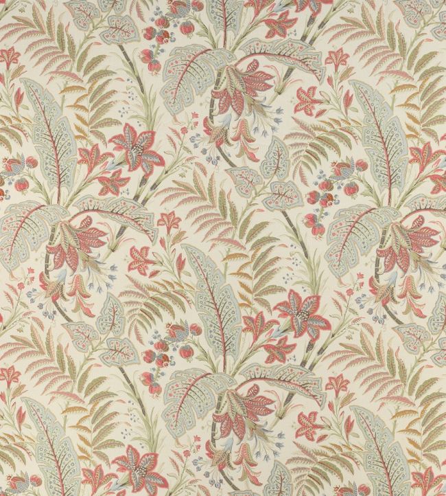 Paisley Leaf Fabric by Colefax and Fowler Tomato/Aqua