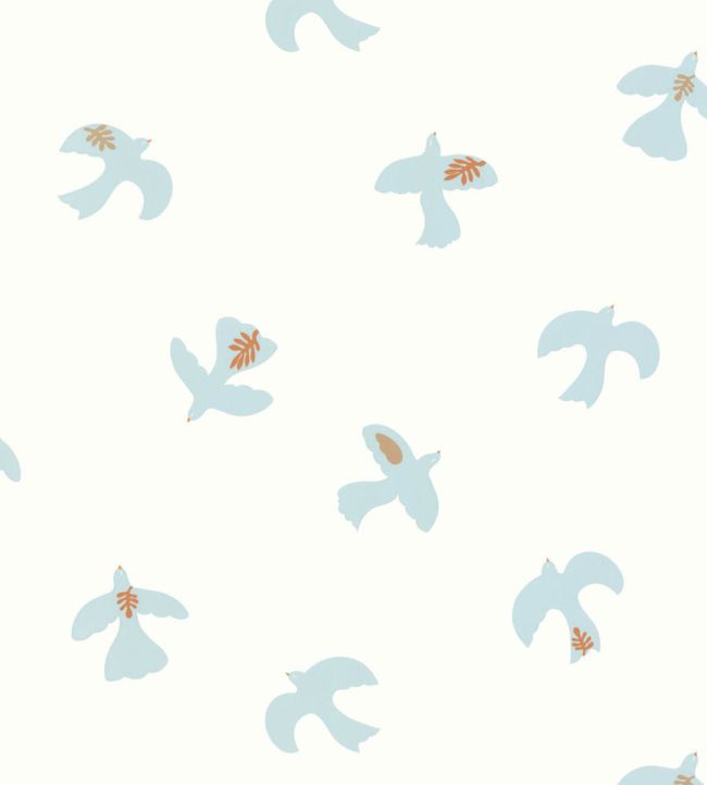 Colombe Wallpaper by Caselio Blanc bleu ciel