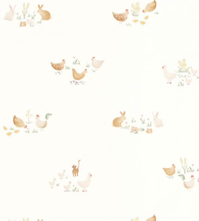 Companions Of The Farm Wallpaper by Casadeco Terracotta