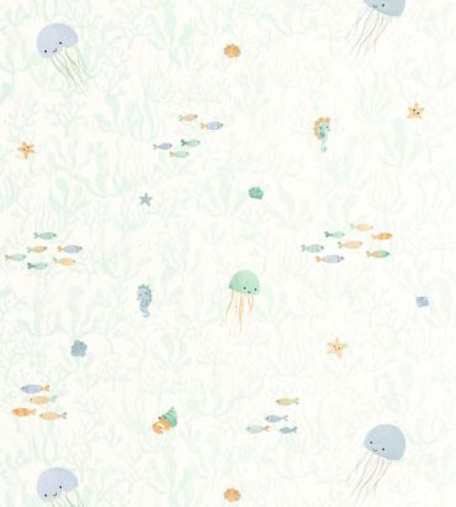 Companions Of The Sea Wallpaper by Casadeco Vert Aqua
