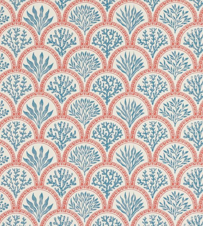 Coralli Wallpaper by Jane Churchill Red/Indigo