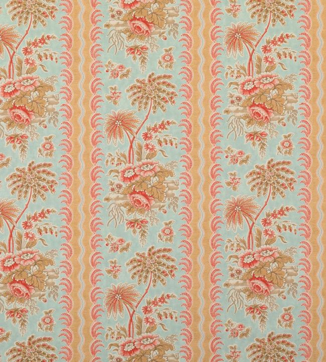 Coromandel Fabric by Marvic Blue/Coral