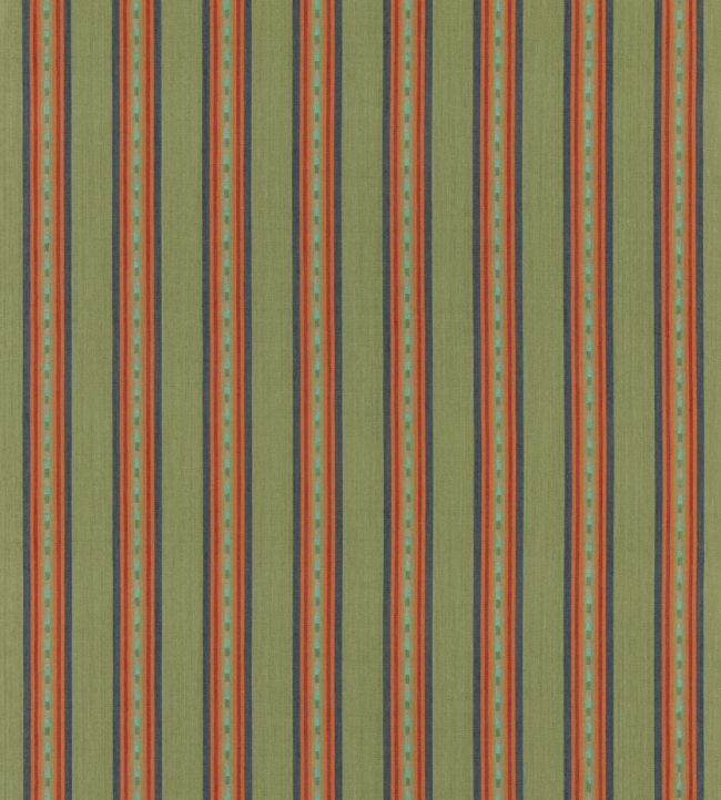 Country Stripe Fabric by Mulberry Home Emerald