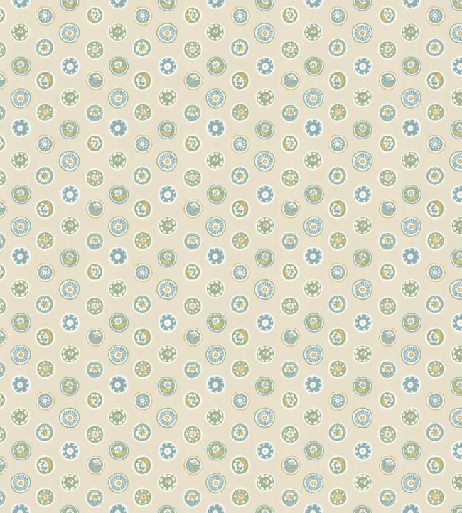 Court Buttons Wallpaper by GP & J Baker Blue/Green
