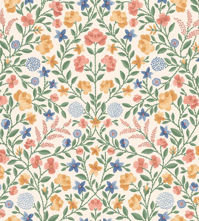 Court Embroidery Wallpaper by Cole & Son Coral