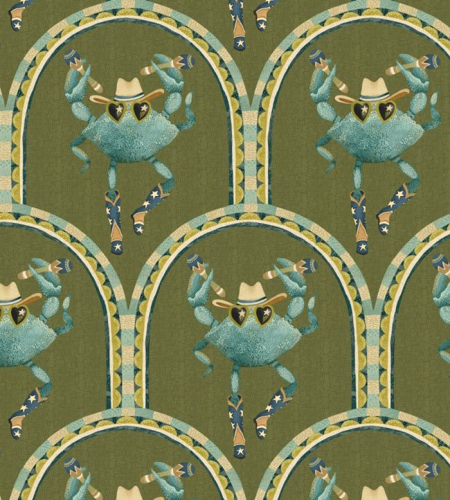 Crab Cabana Wallpaper by Brand McKenzie Olive Grove