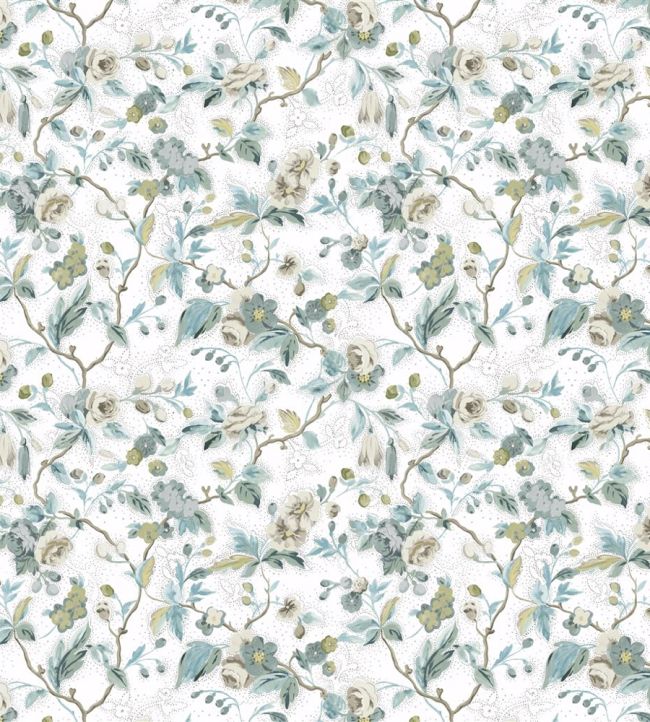 Craven Street Flower Fabric by Designers Guild Duck Egg