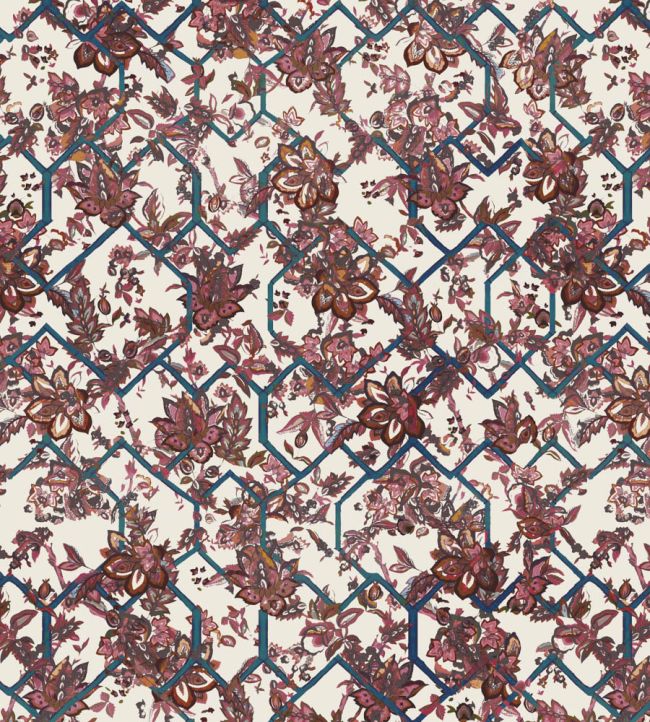 Creeping Trellis Fabric by Parker & Jules Wedwood Red