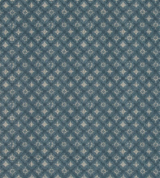 Croft Trellis Fabric by Mulberry Home Indigo