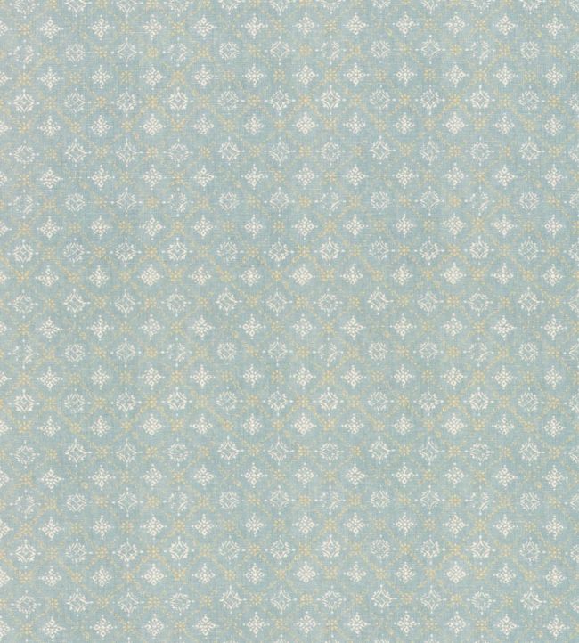 Croft Trellis Fabric by Mulberry Home Old Blue