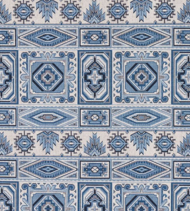 Crowley Epingle Fabric by Schumacher Blue