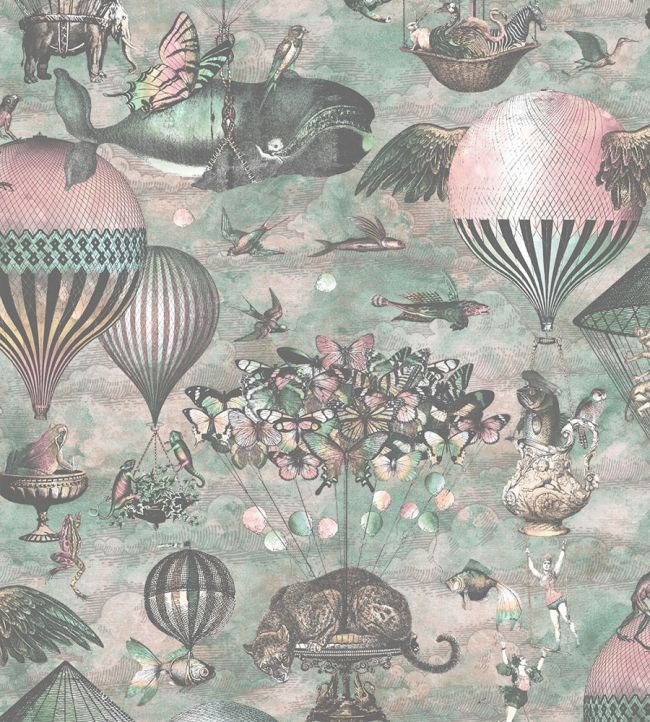 Curious Skies Wallpaper by Brand McKenzie Pink / Aqua