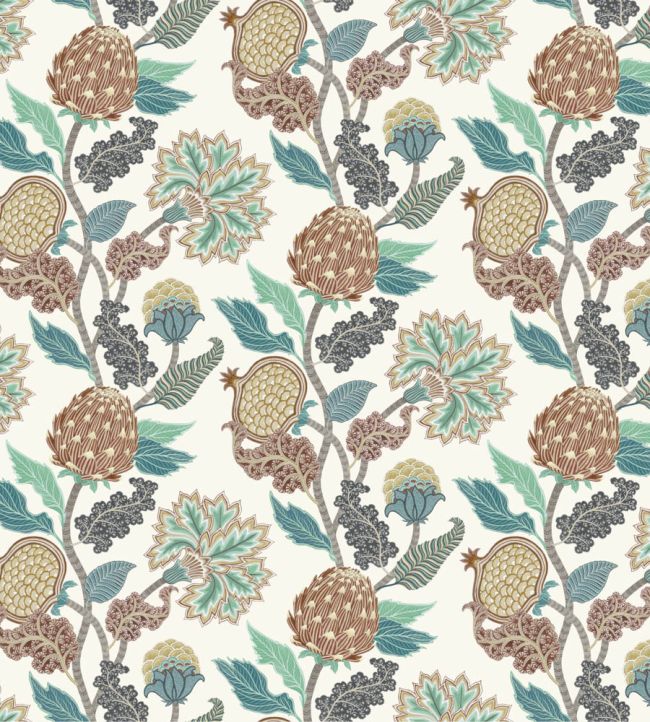 Cynara Fabric by Osborne & Little Chestnut/Eucalyptus
