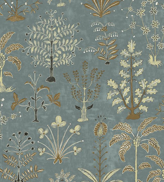 Cynthia Fabric by Josephine Munsey Mid Blue and Olive