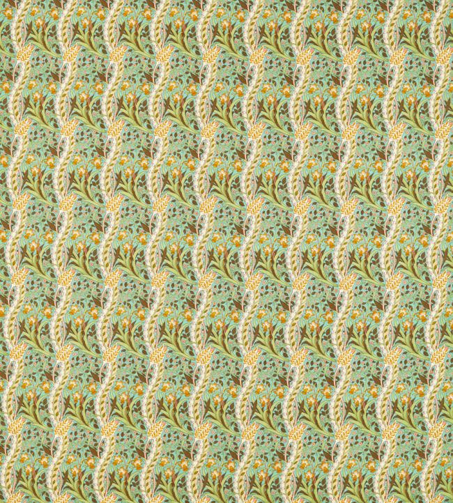 Daffodil Fabric by Morris & Co Cove Blue/Chocolate
