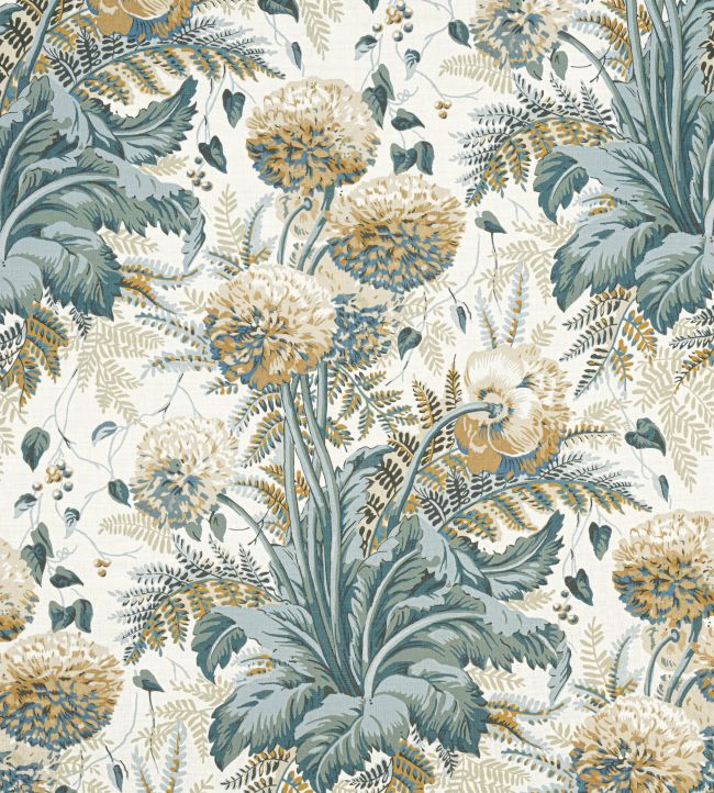 Dahlia Fabric by Anna French Soft Gold on Cream