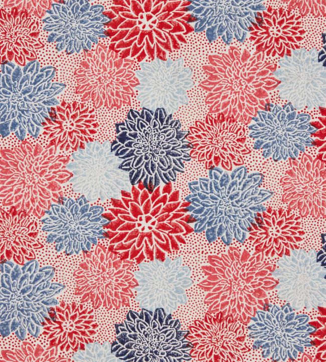 Dahlia Fabric by Molly Mahon Crimson Indigo