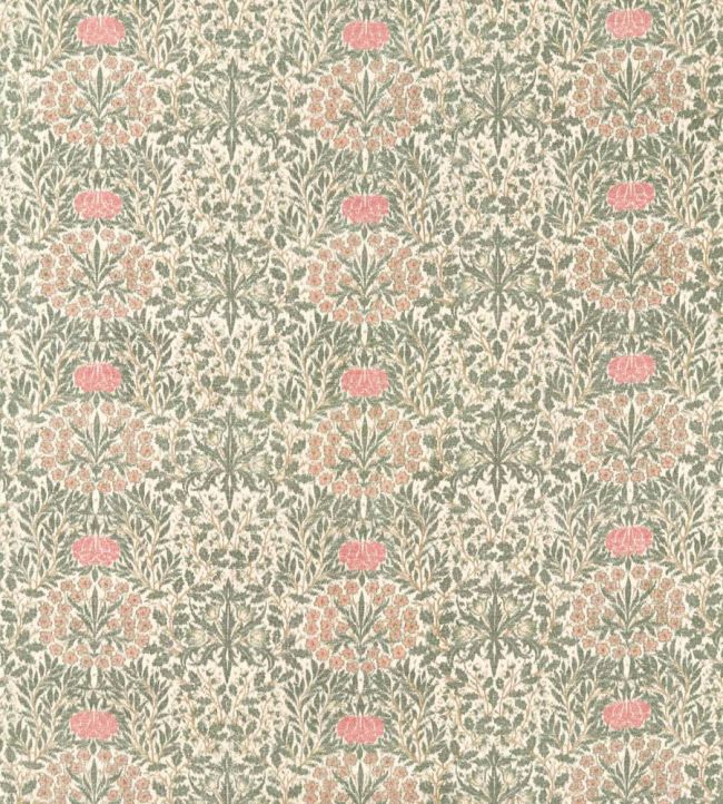 Daisy & Oak Warp Print Fabric by Morris & Co Forest/Rose