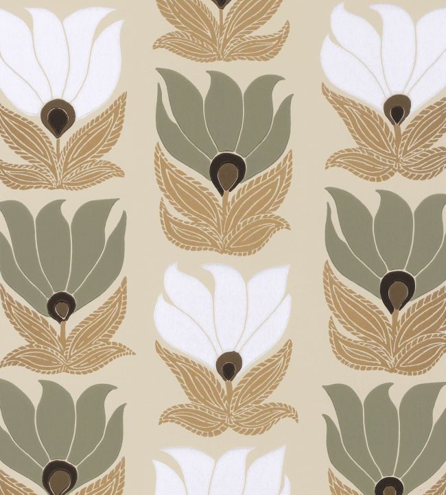 Dauphine Wallpaper by Casamance Grege / Vert Argile