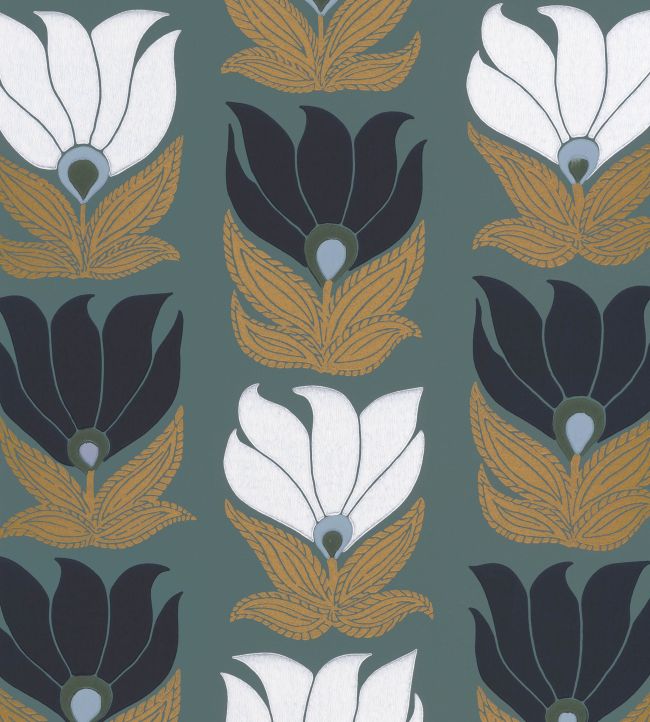 Dauphine Wallpaper by Casamance Vert De Gris / Dore