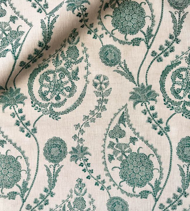 Delfyn Paisley Fabric by Ian Sanderson Mineral