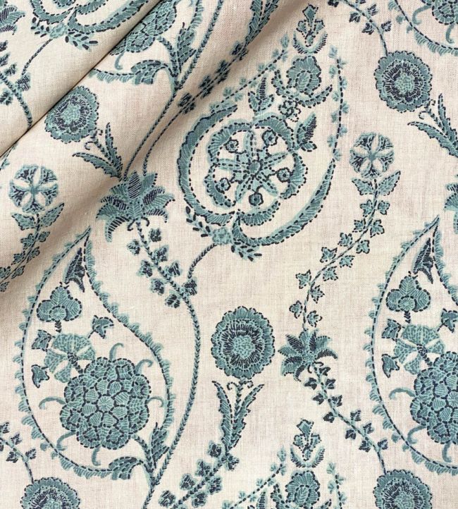 Delfyn Paisley Fabric by Ian Sanderson Teal
