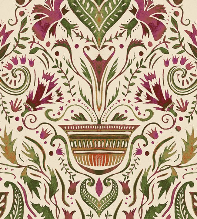 Domas Wallpaper by Tres Tintas Beige / Red